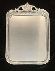 Antique Ornate Crested Silver Gilded Picture Frame With New Mirror Gorgeous 