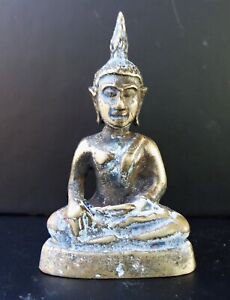 Old Thai Buddha Amulet Bronze Sukhothai Buddha