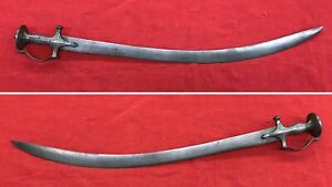 Good Silver Damascened Hilt Indian Tulwar With Lovely Pattern Welded Blade C1875