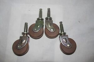 Set Of 4 New Wood And Steel Sturdy Furniture Or Cabinet Casters Unused