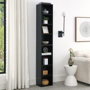 8 Tier Bookcase Bookshelf Storage Cabinet Adjustable Shelves Home Office Black