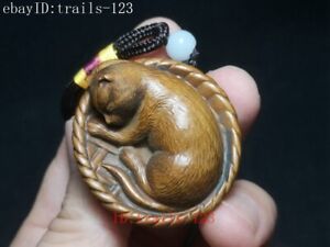 Japanese Boxwood Hand Carved Lovely Sleep Cat Figure Statue Netsuke Collectable