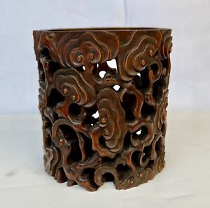 Fine Chinese Antique Bamboo Brushpot Dia 5 Inches Height 5 1 2 Inches