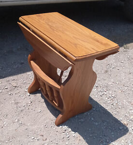 Solid Oak Dropleaf Magazine Rack End Table Side Table Mrt 38 