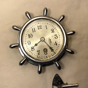 Vintage Chelsea Ships Clock Boston 4 Keeps Good Time W Key 1940 S