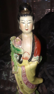 Antique Chinese Famille Rose Hp Porcelain Court Mandarin Wife Figurine