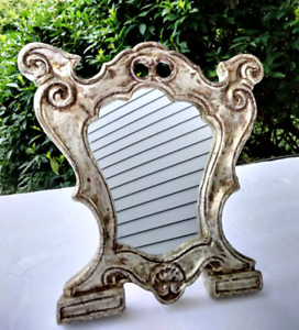 Vintage Mirror Italian Venetian Florentine Silver Gilded Wood Papier Mache