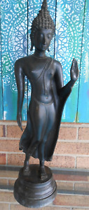 Vintage Thai Bronze Sukhothai Walking Buddha Shakyamuni 20 