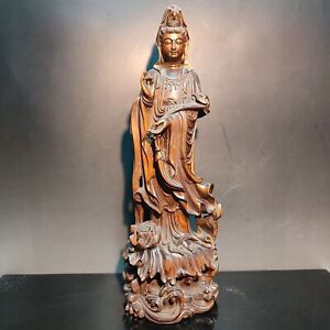 Wooden Chinese Kwan Yin Statues Figurines Quan Yin Statues Buddha Wood Carving