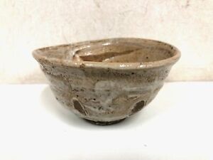 Y3935 Chawan Mino Ware Signed Japan Antique Tea Ceremony Bowl Cup Pottery