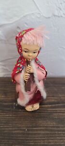 Lovely Vintage Figurine Of A Woman Playing An Flute
