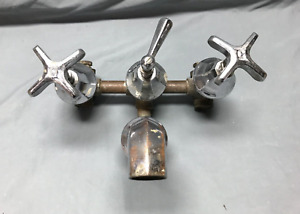 Vintage Chrome Over Brass Deco Tub Shower Faucets Controls Old 97 24b
