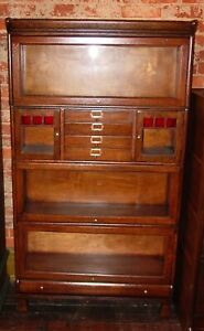 Unusual Antique Oak Macey Barrister Stacked Bookcase 16108