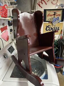 Amish Childs Doll Wood Solid Oak Cherry Brown Heavy Rocking Chair