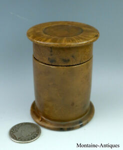 Diminutive Figure Treenware Cannister C 19th Cent