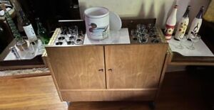 Mid Century Modern Rolling Bar Cart Cabinet Mcm Glasses Accessories Included 