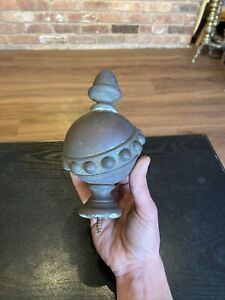 Antique Architectural Salvage Brass Ball Finial With Acorn Top