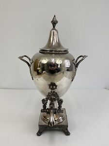 Stunning Vintage Silver Plate Hot Water Coffee Urn 20 Tall Ornate Handles Rw