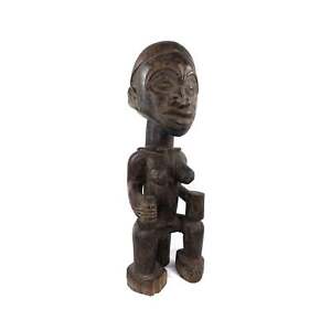 Yombe Female Holding Cup And Gourd Wood Figure Congo