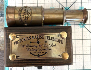 Victorian Brass Telescope W Box Antique Finish Handheld Monocular Spyglass