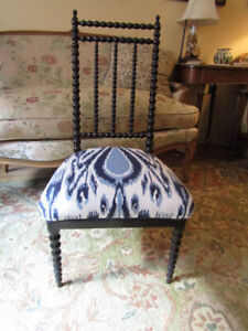 Victorian Ebonized Wood Upholstered Slipper Chair