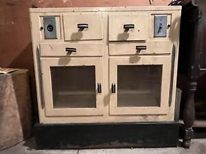 Vintage Metal Doctors Physician Office Storage Cabinet With Electric Socket