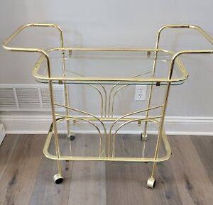 Hollywood Regency Gold Two Tier Bar Cart