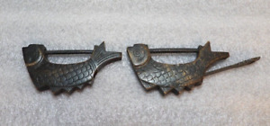 Lot Of Two Antique Chinese Brass Figural Fish Spring Lock Padlock With Keys