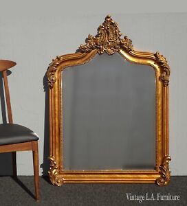48 Tall Vintage French Provincial Country Gold Ornate Wall Mantle Mirror