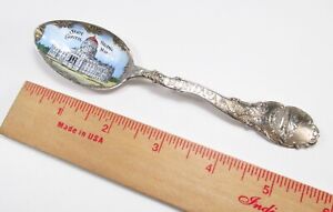 Antique Shepard Usa Helena Montana Capitol Sterling Silver Enamel Souvenir Spoon