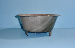 Antique Sm Gray Graniteware Colander Enamelware Kitchen Food Draining Tool Aafa