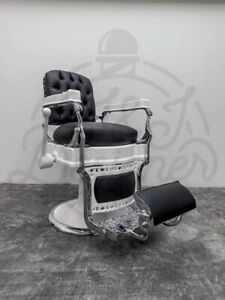 Custom Vintage Koken Barber Chair Chrome On White