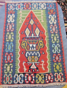 Turkish Prayer Kilim Wool Hand Made Devotional 29 X 42 Beautiful Vintage