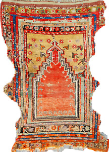 Antique Rug Prayer Rug Fragment Rug Wool Rug Turkish Rug Old Kilim Rug