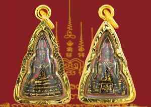 Phra Sothorn Buddha Pendant Gold Micron Plate Holy Talisman Thai Buddhist Amulet