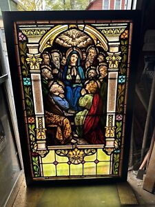 5 Tall Beautiful Antique Stained Glass Church Window Mary Apostles Shipping 