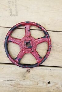 7 Red Steampunk Industrial Factory 5 Spoke Powell Valve Handle Raised Letters 