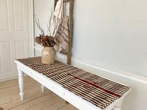 Grain Sack Fabric Table Runner Vintage Antique Organic Wool Hand Woven Upcycled