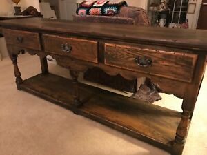 Antique Quarter Sawn Oak Sideboard Buffet Side Table Mission Arts Crafts Style