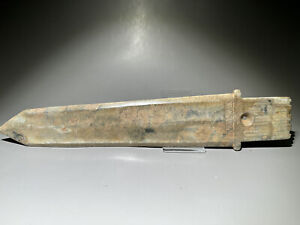 Good Chinese Shang Dy Old Jade Carved Sword Design Bai Jian Figure L 33 3 Cm