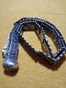 Antique Russian Caucasian Armenian Silver Niello And Gold Belt 84 Stamped