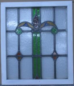 Old English Leaded Stained Glass Window Colorful Abstract 21 3 4 X 25 1 4 