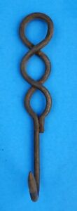 One Vintage French Meat Hook Hand Forged Wrought Iron Butcher