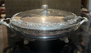 Reed Barton Victorian Silver Plated Round Lidded Twin Handle Serving Dish