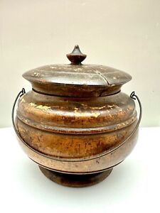 Antique Treenware W Handle American Treen Ware Acorn Sugar Bowl David Pease