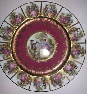 Antique Wagner Royal Vienna Style Porcelain Portrait Plate Courting Couple