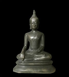 A Fine Antique Thai Bronze Buddha On Throne U Thong Style Mid 19th Century