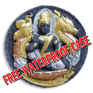 Jumbo Genuine Jatukam Rammathep God Thai Amulet Wealth Free Waterproof Case Fs