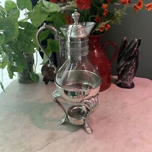 Vintage Silver Glass Coffee Tea Brandy Branded Italy With Warmer Perfect