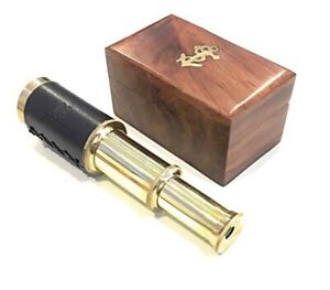 2 Pack 6 Handheld Brass Telescope Pirate Navigation With Rosewood Box Beautiful